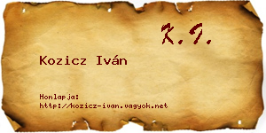 Kozicz Iván névjegykártya